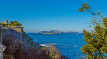view of the sea from the castle, Baiona, Spain