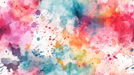 Bright pastel multicolor watercolor splatter pattern. Generative AI