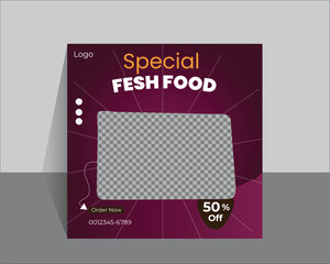 Special food restaurant business social media post or web banner template design