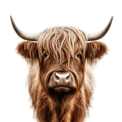 Highland Cattle Face on Transparent Background. AI