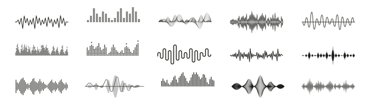 Sound wave set. Voice record icon set. Vector illustration