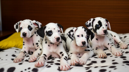 Photography of small puppies in bed. IA generative.