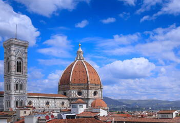 Fototapeta na wymiar Florence skyline: Cathedral of Santa Maria del Fiore and Giotto's Bell Tower.