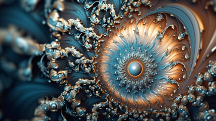 Beautifully generated mandelbrot fractals in vibrant colors of gold, silver, black and natural colors in 3D and 2D. Use as backdrops and backgrounds. Explore diverse shapes. , Generative AI, Generativ