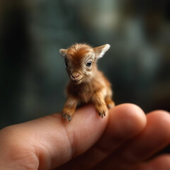 cute tiny goat on the finger created with generative ai