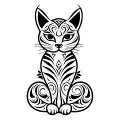 Abstract cat drawing with a fusion of lines and shapes, capturing the feline grace and enigmatic charm in a unique artistic interpretation