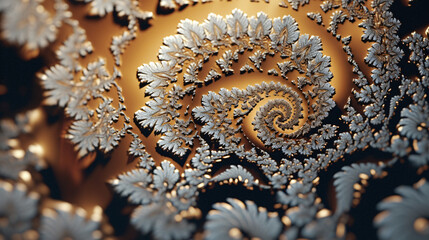 Obraz premium Beautifully generated mandelbrot fractals in vibrant colors of gold, silver, black and natural colors in 3D and 2D. Use as backdrops and backgrounds. Explore diverse shapes. , Generative AI, Generativ