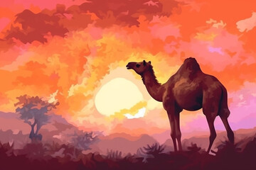 Portrait of a camel created with generative ai