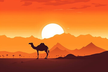 Fototapeta na wymiar Silhouette of a camel - Eid al adha