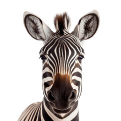 Fototapeta na wymiar Zebra face isolated on transparent background. AI