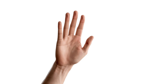 Male hand waving on transparent background. AI