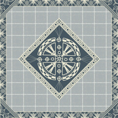 Seamless pattern inspired from traditional Danish Hedebo embroidery, vector illustration