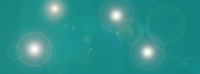  turquoise marrs green gradient background with lens flare effect, bokeh. Long banner.