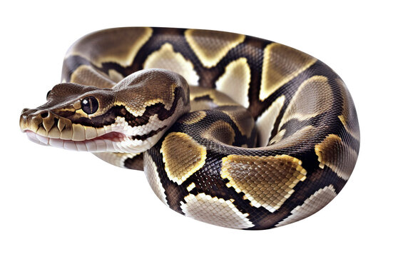 Python snake on transparent background. Generative AI.