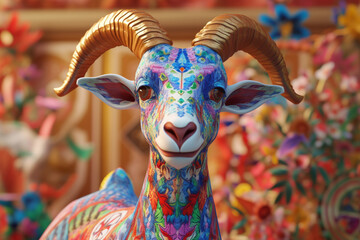 Obraz premium Eid al-Adha Happiness - A happy goat made with generative ai