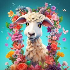 Obraz na płótnie Canvas Eid al-Adha Happiness - A happy goat made with generative ai