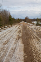 landscapes and road, Winter frosty snowy day 