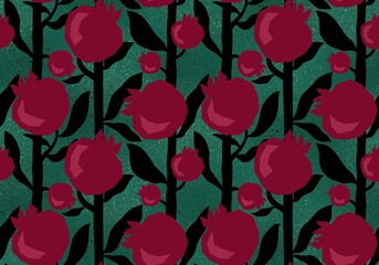 Summer fruit seamless geometric pomegranate pattern for wrapping paper and fabrics and linens and clothes print