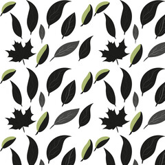 Floral design pattern with leaves on white background