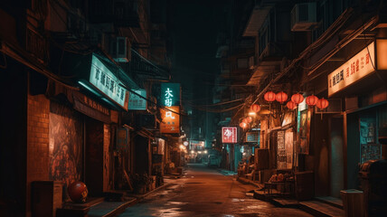 Obraz premium Photography of streets with neon lights. IA generative.