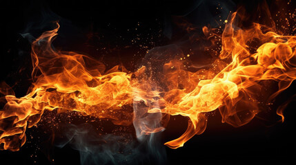 Fire on a black background