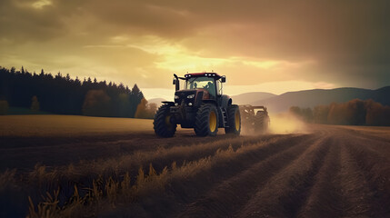 Fototapeta premium tractor in the field