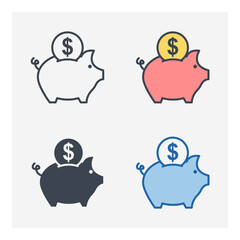 Piggy bank icon symbol template for graphic and web design collection logo vector illustration