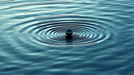 A single water droplet falling into a calm pond, creating concentric ripples Generative AI - obrazy, fototapety, plakaty
