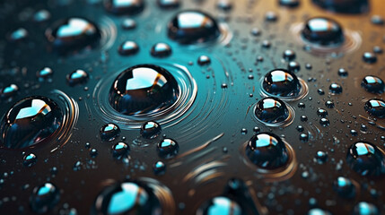 An intricate pattern of water droplets on a textured surface, resembling a miniature galaxy Generative AI