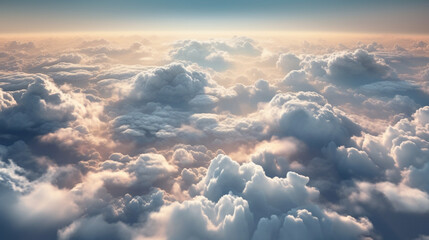 A breathtaking aerial view of clouds stretching to the horizon, resembling an endless sea Generative AI