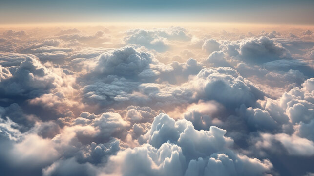 A breathtaking aerial view of clouds stretching to the horizon, resembling an endless sea Generative AI