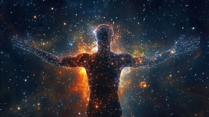 Human figure in space and universe