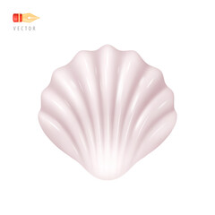 Cute Seashell. Funny Sea Animal. Colorful Tropical Conch Icon. Cartoon Shellfish Symbol of Summer Concept. Vector Illustration Object isolated on white background. Realistic 3D vector