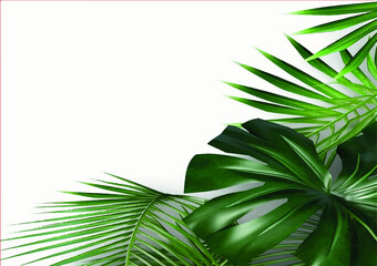 palm leaves background, green leaves, Leafly backgraund, AI Generative,