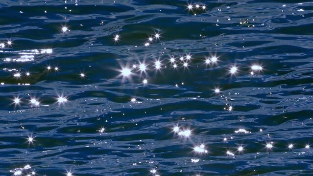 The Sun Glitter over the Sparkle Shimmering Surface of the Sea Footage.