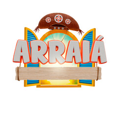 Selo 3d Arraiá, com janela e chapéu de cangaceiro © Andrey