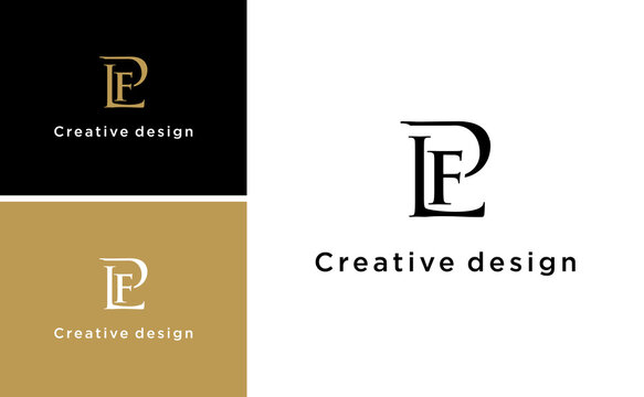 creative letter PLF or LFP logo design with serif font vector template