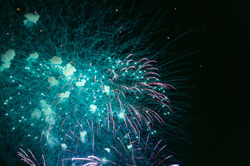 Green fireworks celebration