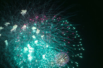 Green fireworks celebration