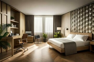 Fototapeta premium Double bedroom, vintage-style interior design