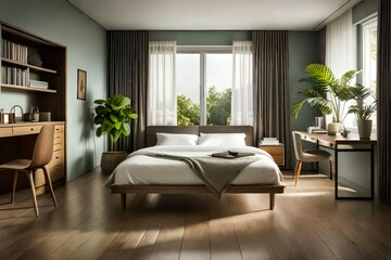Fototapeta premium Double bedroom, vintage-style interior design