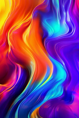 Vibrant Neon Liquid Background, iridescent rainbow gradient. AI generative