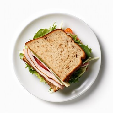 Delicious Turkey Sandwich on a White Background. Generative AI