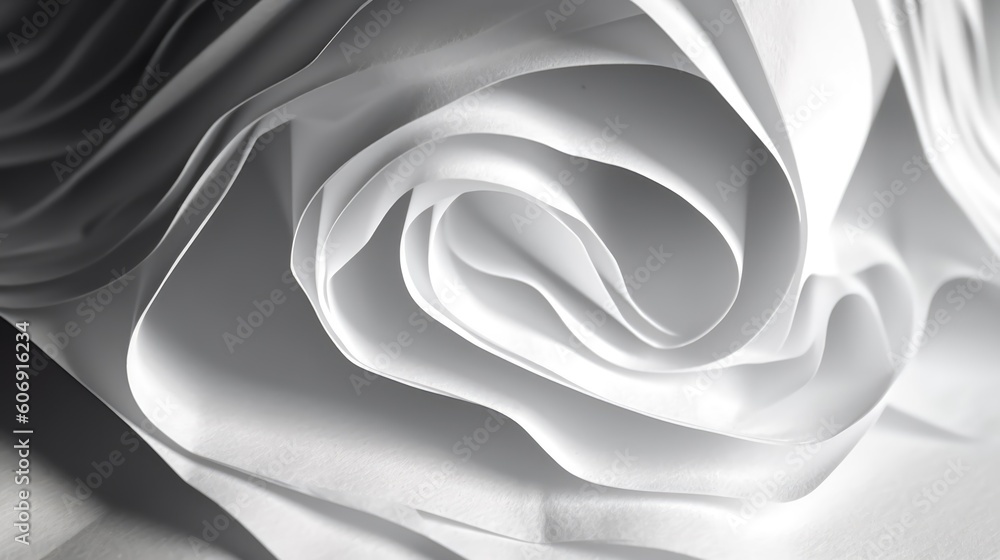 Poster closeup abstract 3d white wave plain paper texture background. generative ai aig21.