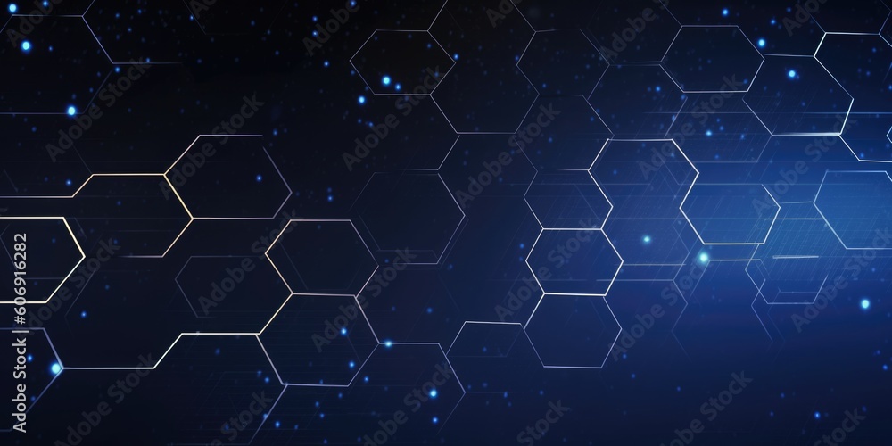 Poster blue hexagon technology abstract background. generative ai aig21.