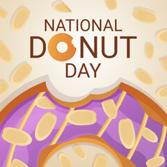 National Donut Day banner. 2 june. Stock vector illustion in flat cartoon style.