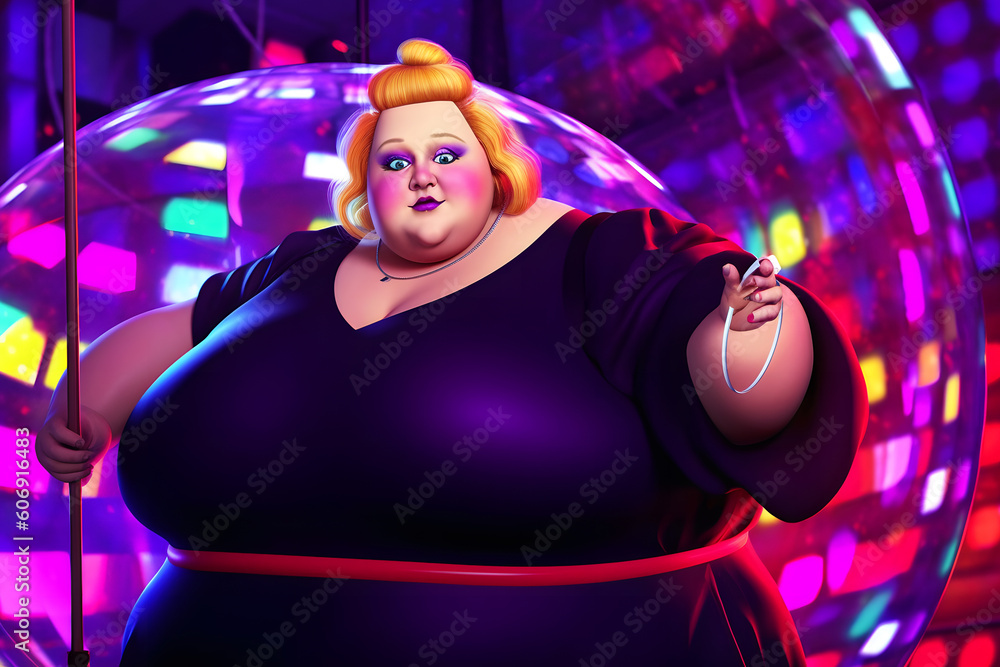 Aufkleber plus size woman of the future, synthwave style. neural network ai generated art generative ai