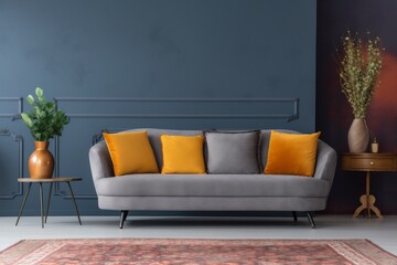 interior background light decor living lounge wall cushion render trendy lamp. Generative AI.