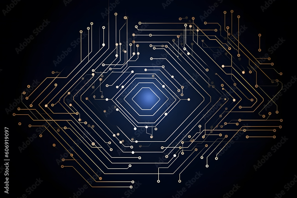 Poster high tech electronic circuit board background. neural network ai generated art generative ai