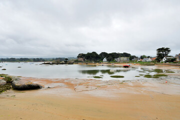 Paysage de la côte de granit rose à Trégastel en Bretagne